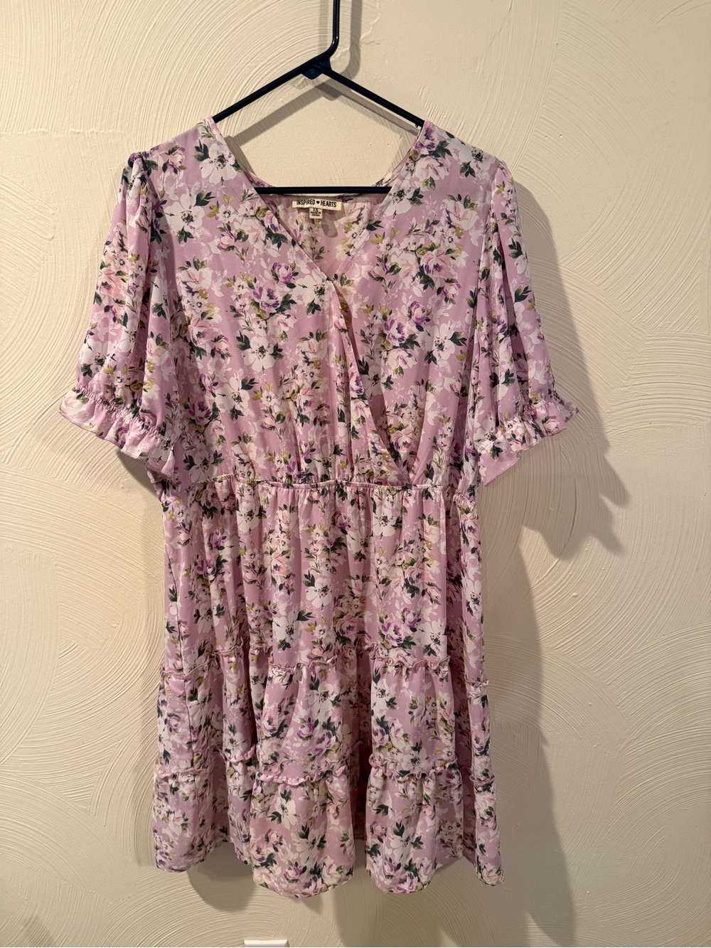 Inspired Hearts Lavender Floral Tiered Midi Dress